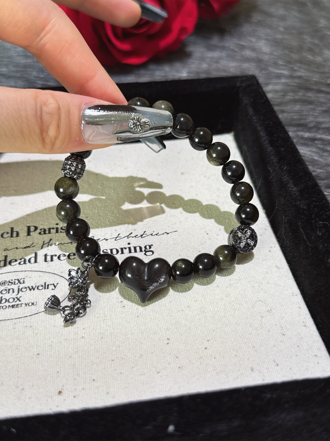 ▫️▪️ Gold obsidian silver obsidian bracelet